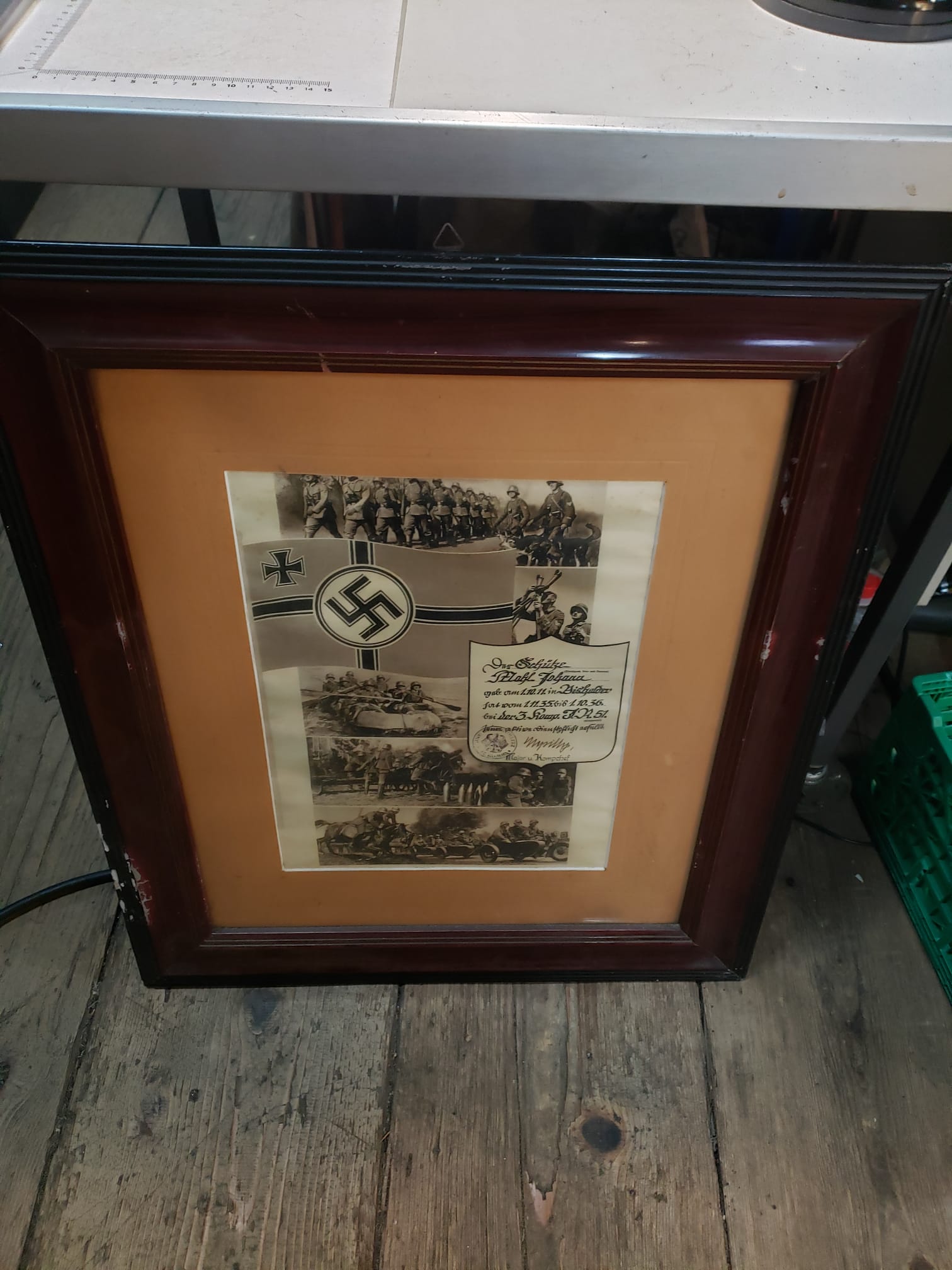 Original Deutsche Urkunde 3 Reich Mit Original Rahmen 55x65cm