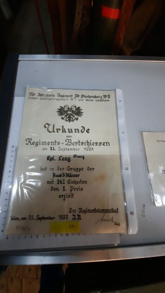 Urkunde aus dem 3.Reich Regiments Bestschiessen