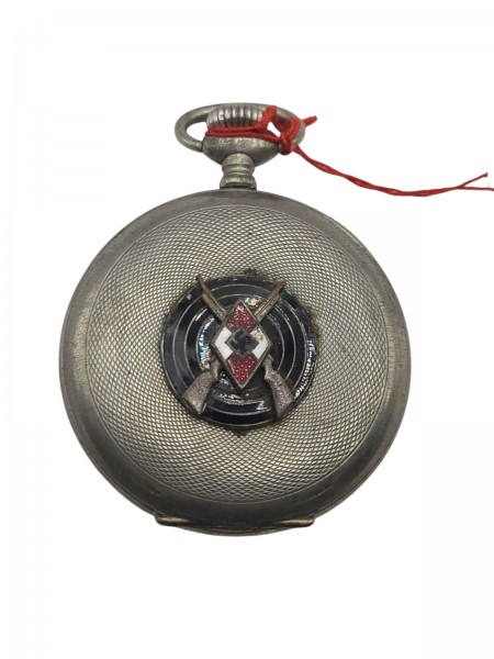 Original Silber Sackuhr HJ Schützen läuft d:50mm