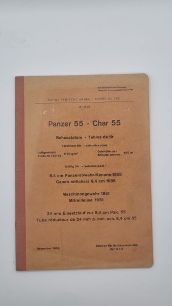 CH-Armee Schusstafeln Panzer 55