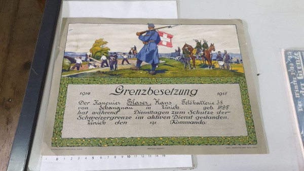 Urkunde Grenzbesetzung 1914 / 1915