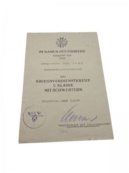 Das Kriegsverdienstkreuz 2.Klasse mit Schwertern