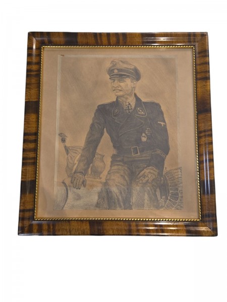 Original Panzer Meyer SS Zeichnung ca.38x35cm