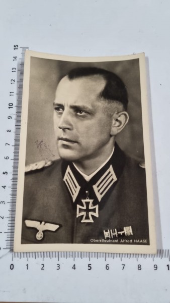 Orginal Ritterkreuz Postkarte Träger Heer Obersteutnant Alfred HAASE
