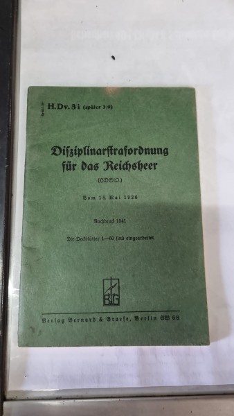 Orginal Heft Disziplinarstrafordnung für das Reichsheer