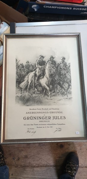 Anerkennungsurkunde Kavallerie