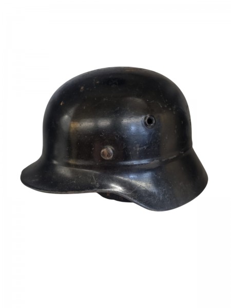 Original Wehrmacht Kradfahrer Helm als Feuerwehr verwendet