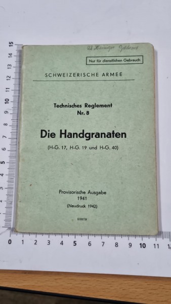 Reglment Die Handgranaten CH-Armee