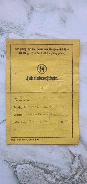 Original SS Rottenführer Fahrlehrerschein