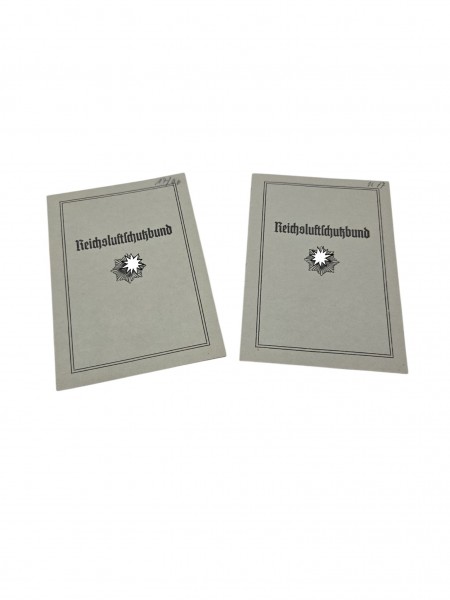Dokumente Reichsluftschutzbund 2 Mitgliedsausweise (Ehepaar)