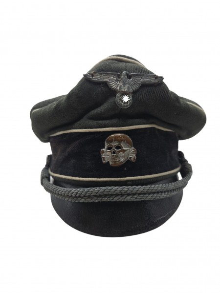 Waffen SS Offiziers Mütze getragen, Adler wurde damals angenäht 100% Original
