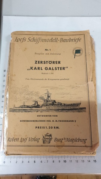 Zerstörer Karl Galster Schiffsmodell Baubrief Pläne