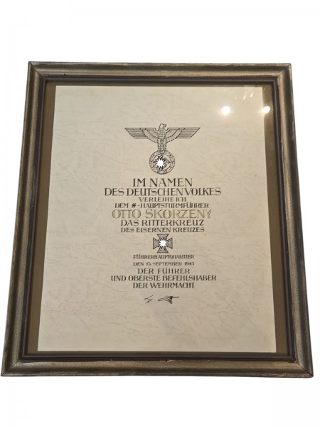 Ritterkreuz Urkunde Sammleranfertigung ca.52x46cm