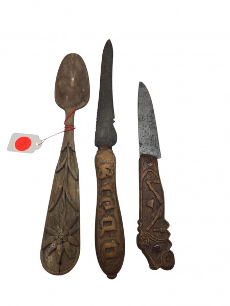 Original Gebirgsjäger Kriegsschnitzerei 1943 3 Teilig