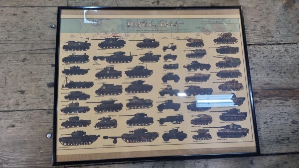Original Plakat 1944 Di Dai US Panzer Wehrmacht Panzer 50x40cm