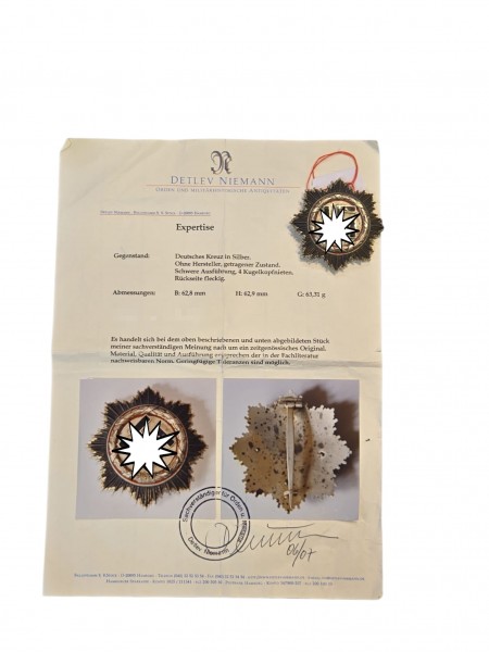 Deutsches Kreuz in Silber mit Expertise