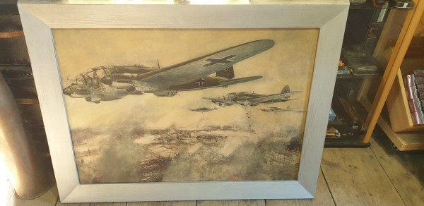 Orginal Luftwaffenbild HE111 beim Bombenabwurf 108 x 82cm