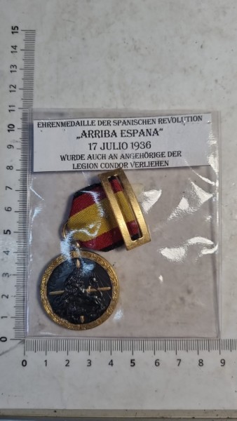 Ehrenmedaille der Spanische Revolution Arriba Espana 17.Juli 1936