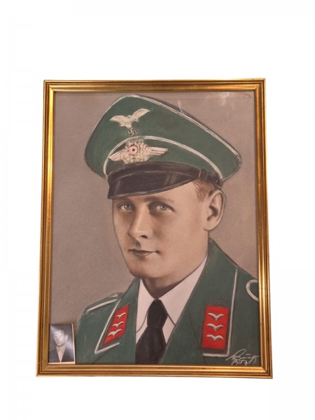 Original Luftwaffenoffiziers Gemälde 32 x 42cm
