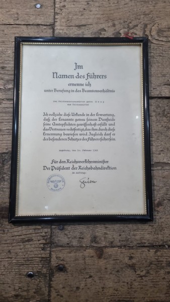 Original 3 Reich Urkunde 27x37cm