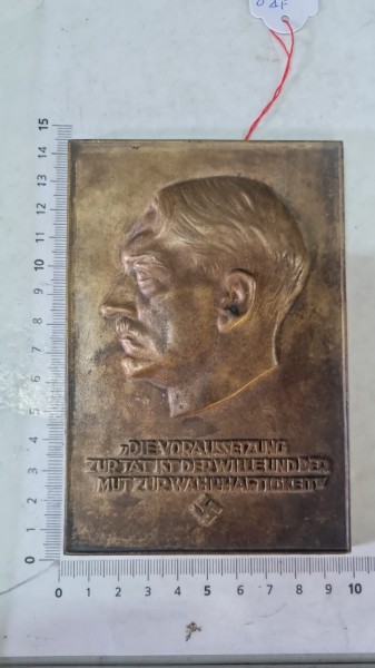 Original A.Hitler Bronze Tafel 14x10cm