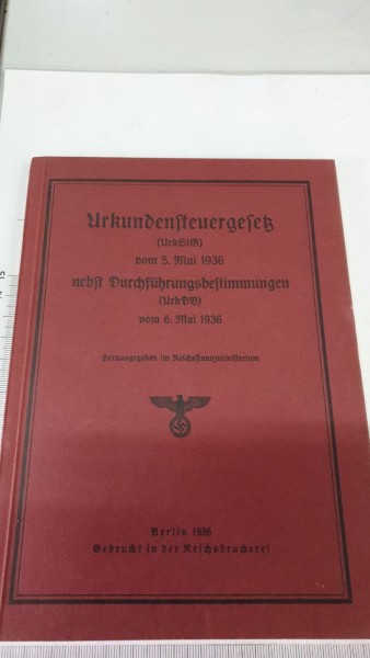 Heft Urkundensteuergesetz 3.Reich