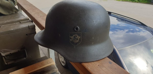 Orginal Polizei Kampfhelm beidseitig Abzeichen selten 3.Reich