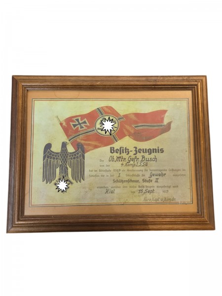 Besitz-Zeugnis Schützenschnur ca.46x36cm