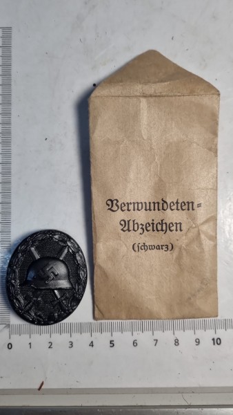 Original Verwundetenabzeichen in schwarz+verleihungs hülle