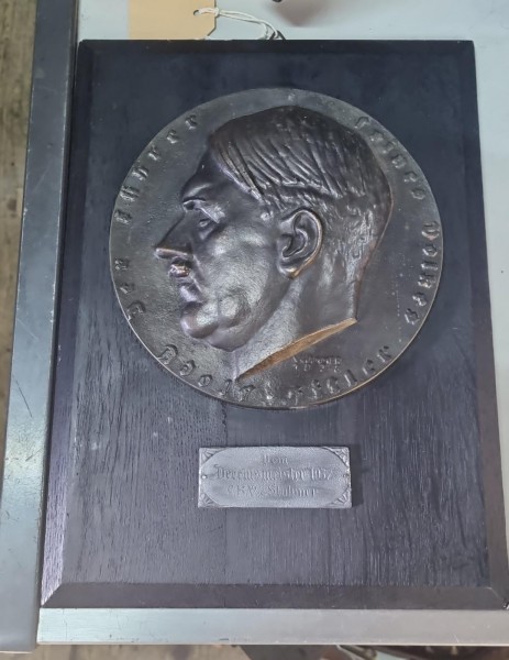 A.Hitler Original Bronze auf Holz Relev 25x33cm