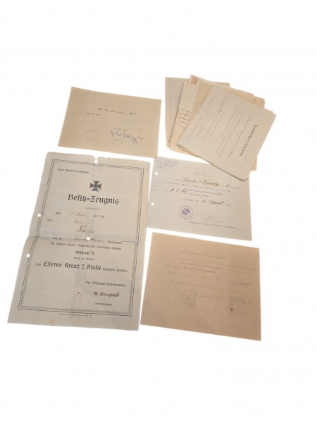 Konvolut 12 Besitz Urkunde 1WK Eisernes Kreuz 2.Klasse