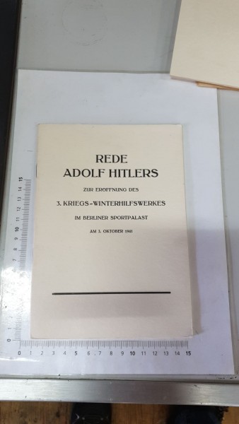 Heft Rede des Führers 3.Oktober 1941