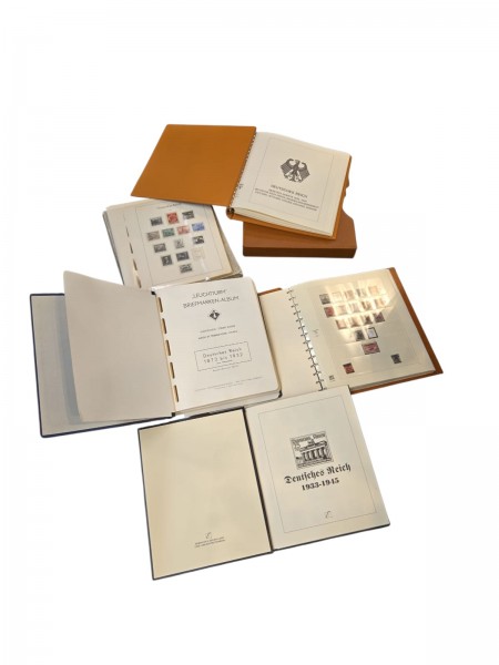 3.Reich Grosse Briefmarken Sammlung 4 Alben und diversen Blätter Albums sind vollständig